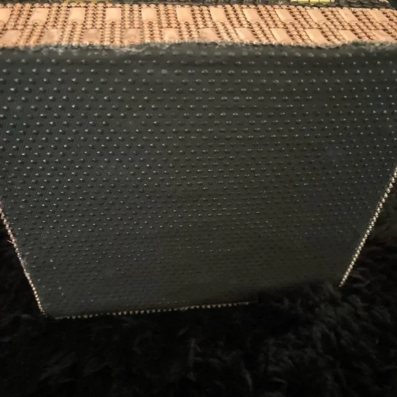 Rose Gold and Black Dress Box Purse with Black Handle, Mirror Inside - Picture 12 of 15